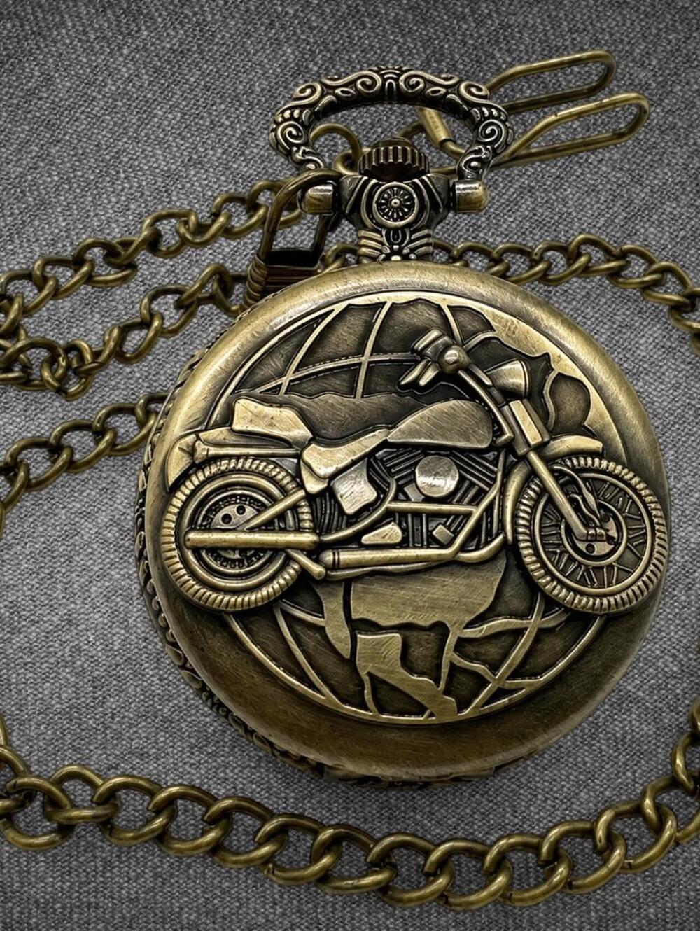 Invicta Motorcycle Pocket Watch Antique Bronze With Chain